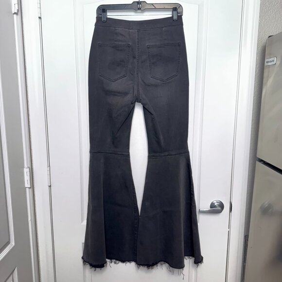 Free People "Just Float On" Flare Jeans – Washed Black, Frayed Hems – Size 28 - Picture 3 of 16